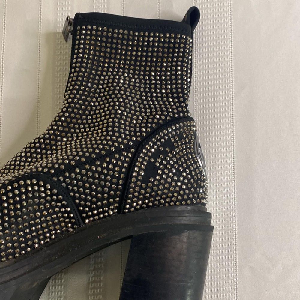 Michael Kors Black Studded Platform Ankle Boots - Picture 5 of 7